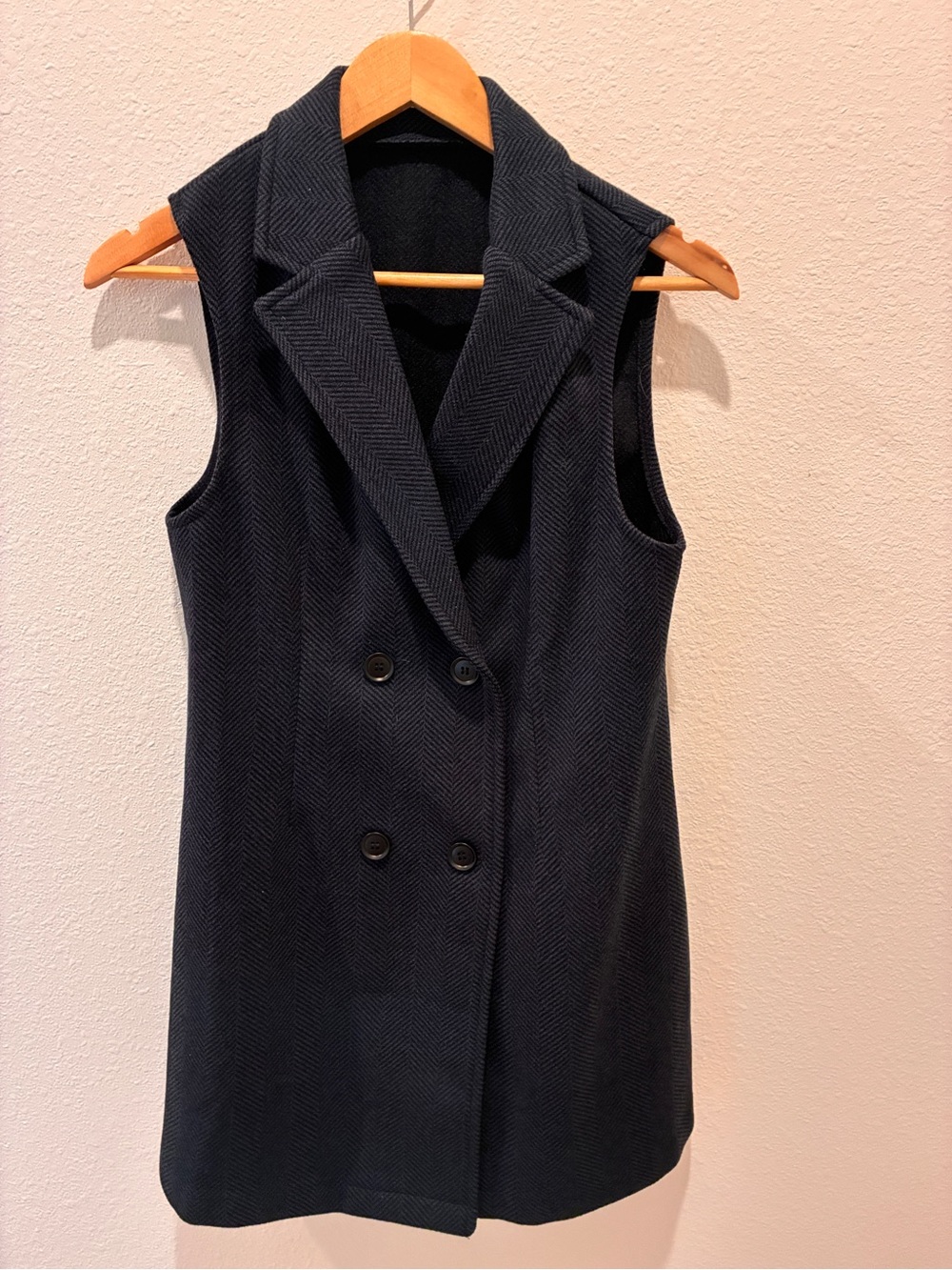 J. Crew Navy Double-Breasted Sleeveless Herringbone Vest